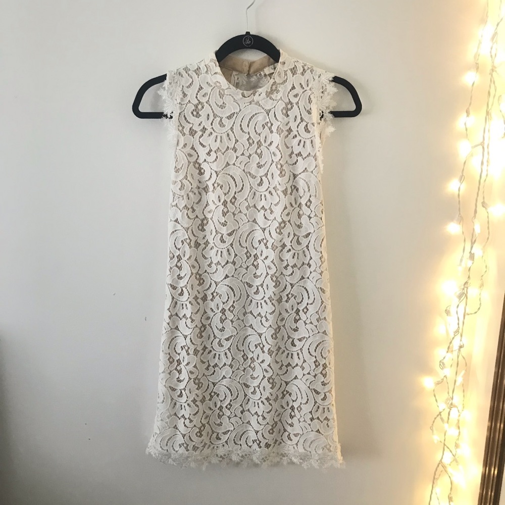 white lace dress with open back
